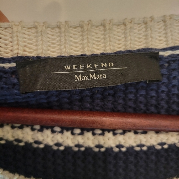 Weekend Max Mara Helier jumper midi dress striped navy blue small - Picture 7 of 8